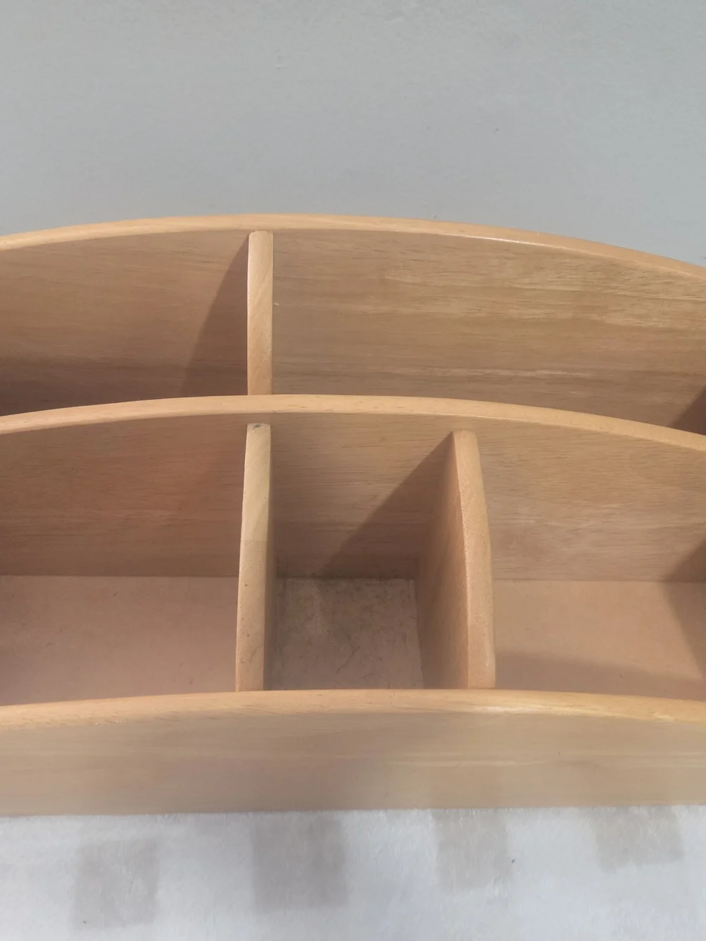Wooden Desk Organizer with Multiple Compartments - Natural Finish